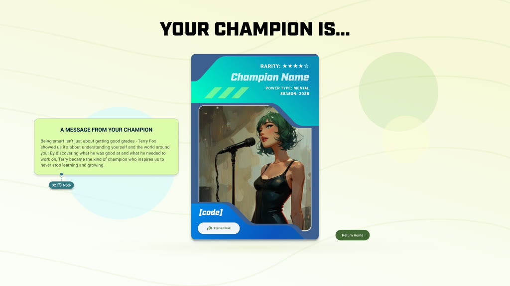 My Champion — champion card reveal